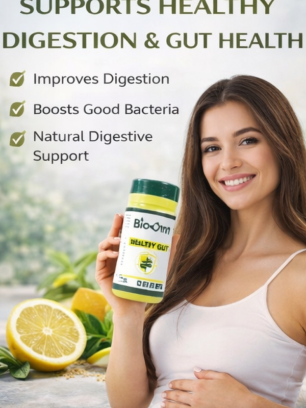 Bio-Onn Healthy Gut Powder for natural constipation relief and digestive health.