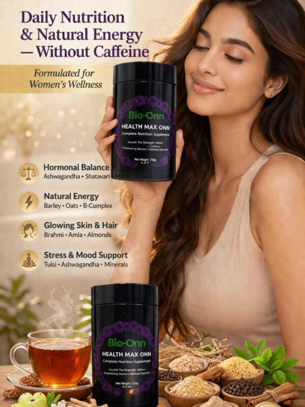 Bio-Onn Health Max complete Ayurvedic nutrition for men and women.